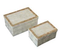 SET 2 CAJAS RECT. NÁCAR NATURAL MARCO TOSTADO_21X14X10+16X11X8CM