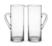 Set 2 Caraffa 1.8 Litri in Vetro con Manico elegante e capiente Brocca da Tavola Moderna Trasparente Lineare design Cilindrica contenitore per Acqua Succhi e Vino Diametro 10 cm Altezza 26 cm