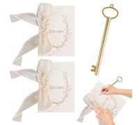 Set 2 Carte Promesse Matrimonio Pieghevoli con Nastro Bianco Elegante in Cartoncino Martellato - Biglietti Voti Nuziali per Cerimonia e Anniversario