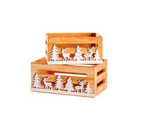 Set 2 Cassette Natalizie Scatolette Cesto Natale Per Confezione Doni Mod. Vannin