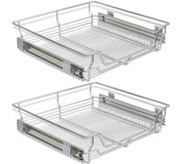 BAKAJI Set 2 Cassetti Telescopici Cassetto Telescopico Mobili Cucina Cestello Mensola Estraibile Mobile Salvaspazio con Binario in Acciaio Inox (60 cm Set 2 Pezzi)
