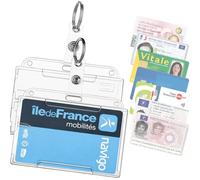 SET 2 CASSETTI PORTA CARTA RIGIDA & TRASPARENTE CON PORTA CHIAVE PER BADGE MAPPA VTC PASS NAVIGO BANCARIO VITALE PERMESSO DI GUIDARE MAPPA DI CONDUTTORE RECTUALE CNI IDENTITÀ TICKET RISTORANTE EC...