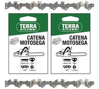 Set 2 Catene Motosega 72 Maglie - passo 325” spessore 1.5mm - per Barra 45cm/18" - Basso Contraccolpo, Alta Durata - Qualità Tedesca Terra Ricambi - Per Uso Agricolo, Forestale e Fai da te.