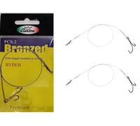 Set 2 Cavetti Acciaio con Amo Doppio Terminali per Innesco Vivo Luccio Pesce Serra Teleferica Misura Ami N. 1