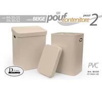 SET 2 CESTE CESTA PVC POUF CONTENITORE Porta biancheria OGGETTI SALOTTO 55-52cm