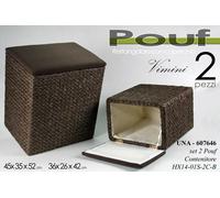 SET 2 CESTE CESTA VIMINI POUF CONTENITORE Portabiancheria BAGNO SALOTTO 52-42 cm