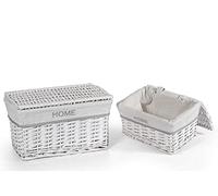 Set 2 ceste intrecciate rettangolari con tessuto interno decoro home HEZ-814549