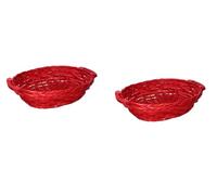 Set 2 Cesti Ovali in Vimini Rossi Grandi 55x40x14 cm | Confezione da 2 pezzi, Forma ovale, Colore rosso, Vuoti per allestimenti, Natale 2026