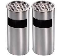 Set 2 Cestini Gettacarte Posacenere Ø24 cm in Acciaio per Interno Esterno