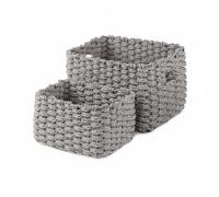 Set 2 cestini in carta intrecciata Lisou color grigio Grigio