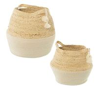 SET 2 CESTOS HOJAS DE MAÍZ/ALGODÓN NATURAL/BLANCO_°30X38CM °24X31CM