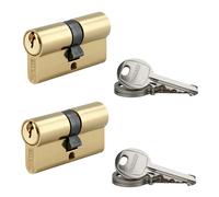 Set 2 cilindri di sicurezza SA ottonati 30x30 mm 6 chiavi identiche Ottone