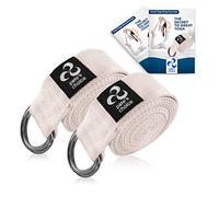 Set 2 Cinghie da Yoga con eBook Incluso - Yoga Strap in Cotone Spesso e Resistente Regolabile I Accessori Yoga I Pilates e Stretching - Lunghezza 2,4m I Cinghia da Yoga