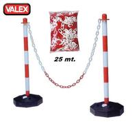 SET 2 COLONNINE + CATENA PLASTICA 25 MT. BICOLORE CON BASE X SEGNALETICA STRAD.