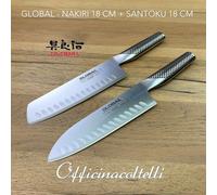 Set 2 coltelli Nakiri 18 cm + Santoku 18 cm giapponesi Global G81 - G80