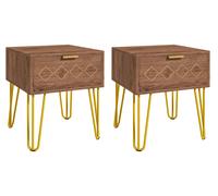 Set 2 Comodini 39,5x41x49 cm 1 Cassetto in Truciolato Marrone