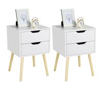 Set 2 Comodini Bianchi Moderni Camera da Letto Tavolini Laterali con 2 Cassetti