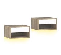 Set 2 Comodini Moderni Sospesi 1 Cassetto 37x32x21 cm Bianco/Legno DecHome