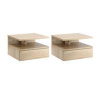 Set 2 Comodini Sospesi 1 Cassetto 1 Ripiano 35x32x22,5 cm in Legno Truciolare Rovere