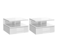 Set 2 Comodini Sospesi 35x32x22,5 cm in Legno Bianco Lucido