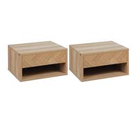 Set 2 Comodini Sospesi 37x32x21 cm in Legno Naturale