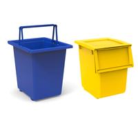 Set 2 contenitori Per Raccolta Differenziata 25L + 30L Per Armadi in Polipropilene Ecobin Giallo e Blu