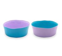 SET 2 COPPETTE VETRO MACEDONIA GELATO LILLA TURCHESE 13 cm