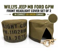 Set 2 coprifari anteriori Willys Jeep MB Ford Gpw - verde oliva/nero