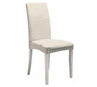 Set 2 Coprisedie con Schienale Elasticizzati in Poliestere Leslie Panna