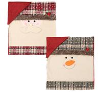 Set 2 Coprisedie Natalizie Pupazzo di Neve e Babbo Natale per Sedie da Pranzo