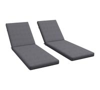 Set 2 Cuscini Per Sedie Da Esterno Con Lacci E 2 Imbottiture, In Poliestere E Cotone, 190.5x58.4x7 Cm, Grigio