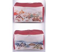 Set 2 Custodia portatutto natalizia in policotone, doppia cerniera con impugnatura 50x40x27 cm, acquamarina, Winter Village