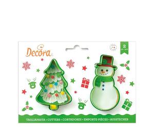 Set 2 Cutters Tagliapasta in plastica albero di Natale e pupazzo di neve