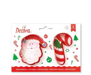 Set 2 Cutters Tagliapasta in plastica Babbo Natale e Bastoncino di zucchero