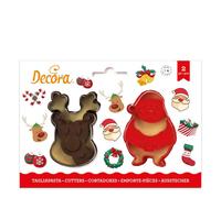Set 2 Cutters Tagliapasta in plastica Babbo Natale e Renna