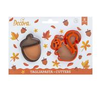 Set 2 Cutters Tagliapasta in plastica tema bosco con scoiattolo e ghianda