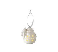 Set 2 decorazioni in porcellana Babbo Natale con LED 7,5 x 6 x h 8,5 cm - Decor