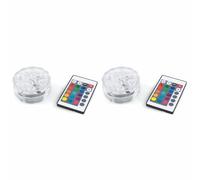 Set 2 faretti waterproof, con telecomando, 10 led, Ø 6,9x2,8 cm
