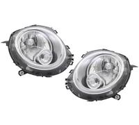 Set 2 Faro Fanale Proiettore Anteriore Sinistro e Destro Per Mini One Cooper R56 dal 2006 al 2013 H4 Con Motore Regolazione Elettrica Gruppo Ottico Luce Fanalino Freccia Bianco
