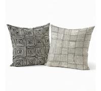 Set 2 Federe Cuscini Divano 40x40 cm in Velluto, Cuscini per Divano Motivo Semplice5, Morbido Federe Cuscino Letto Decorativi, Copricuscini Quadrate con Cerniera Nascosta per Camera, Nero P-J-5303