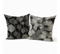 Set 2 Federe Cuscini Divano 45x45 cm in Velluto, Cuscini per Divano Motivo Foglia1, Morbido Federe Cuscino Letto Decorativi, Copricuscini Quadrate con Cerniera Nascosta per Camera, Bianco P-W-4151