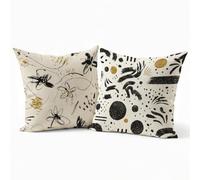 Set 2 Federe Cuscini Divano 55x55 cm in Velluto, Cuscini per Divano Motivo Astratto3, Federe Cuscino Letto Decorativi, Copricuscini Quadrate con Cerniera Nascosta per Soggiorno Camera, Nero P-J-665