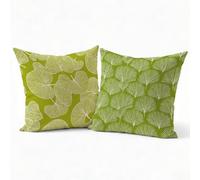 Set 2 Federe Cuscini Divano 55x55 cm in Velluto, Cuscini per Divano Motivo Foglia7, Federe Cuscino Letto Decorativi, Copricuscini Quadrate con Cerniera Nascosta per Soggiorno Camera, Verde P-J-5327