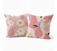 Set 2 Federe Cuscini Divano 55x55 cm in Velluto, Cuscini per Divano Motivo Frutta28, Federe Cuscino Letto Decorativi, Copricuscini Quadrate con Cerniera Nascosta per Soggiorno Camera, Rosa P-J-1379