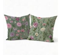 Set 2 Federe Cuscini Divano 70x70 cm in Velluto, Cuscini per Divano Motivo Pianta7, Federe Cuscino Letto Decorativi, Copricuscini Quadrate con Cerniera Nascosta per Soggiorno Camera, Verde P-J-4511