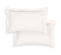 Set 2 Federe Cuscini Raso Di Cotone Letto Matrimoniale, cm 50x80, 3 Volani (Avorio)