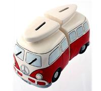 Set 2 fermalibri furgoncino ceramica con salvadanai