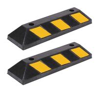 Set 2 Fermaruota Gomma Dura Ferma Ruota Ruote Parcheggio Garage Catarifrangenti