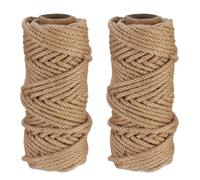 Relaxdays Spago di Iuta 6 mm, 2 Rotoli Juta 30 m ciascuno, Corda Ecosostenibile per Artigianato, Imballaggio, Marrone