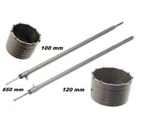 SET 2 FRESE CAROTATRICI PER CEMENTO 100 E 120 mm + ASTE 650 mm SDS PLUS E MAXI